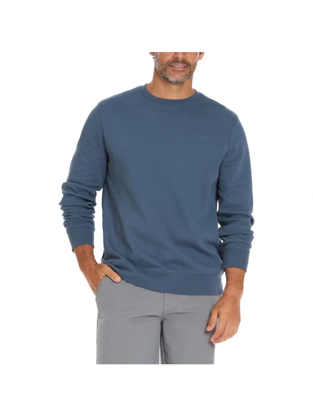 Bundle of 3 Hurley Men's Crewneck Sweaters — Olive, Charcoal & Blue